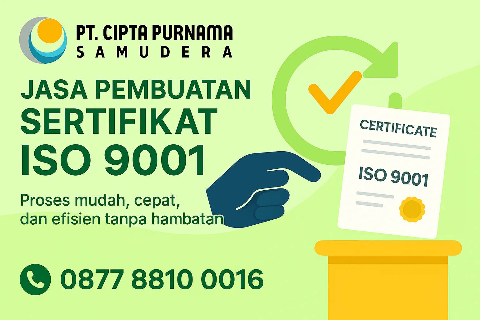 Jasa Pembuatan ISO 9001 Jakarta Timur 087788100016