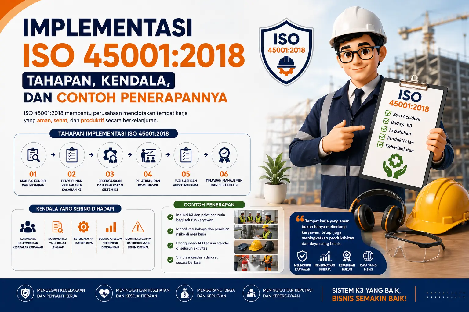 Implementasi ISO 45001:2018: Tahapan, Kendala, dan Contoh Penerapannya